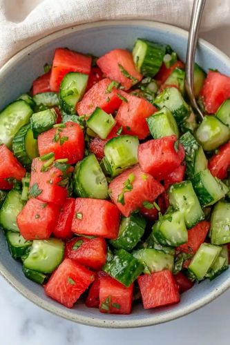 Watermelon cucumber salad 