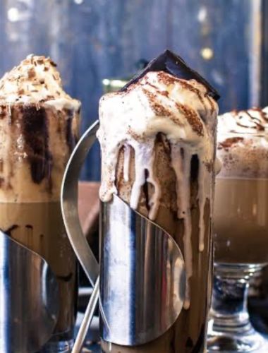 Cold coffee with ice cream 