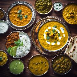 delux thali (2 butter roti + paneer ki sabji + dal makhni + raita + rice + salad + chutney)