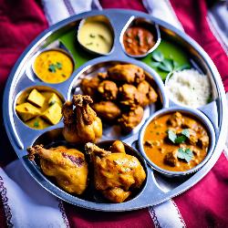 chicken thali chicken kosha 4 pcs + 1 aloo