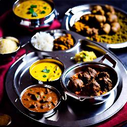 mutton thali with mutton curry bengali style (4 pcs + 1 aloo)