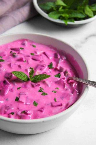Beatroot cucumber raita