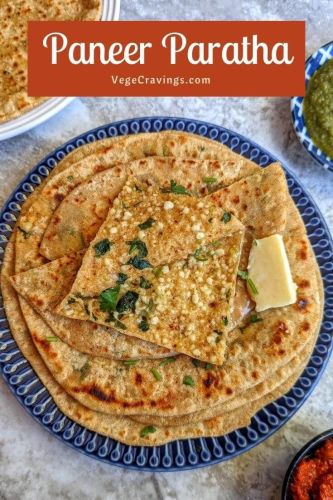 Paneer paratha with curd  