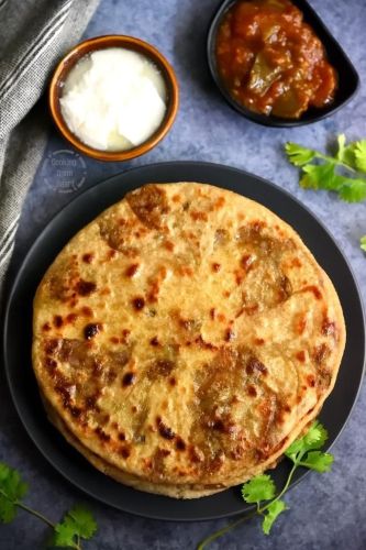 Mix Veg Paratha with pickle, curd