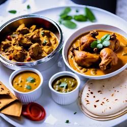chicken thali with chicken curry bengali style 2 pcs