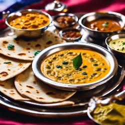 maharaja thali (1 lachha paratha + 1 butter naan + 1 butter roti + paneer ki sabji + daal makhani +