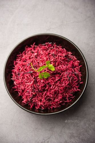 Beatroot lemon rice with curd