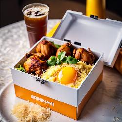  briyani box for 1 person (chicken 1 + egg + aloo + chicken kosha 1+ cold drinks 1)