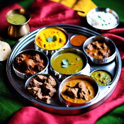 mutton thali with mutton kosha (4 pcs)