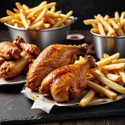 Chicken Broasted (3 pcs) with French Fries
